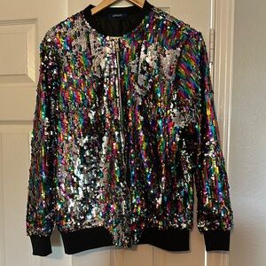 Bomber Jacket with Sequin Glam